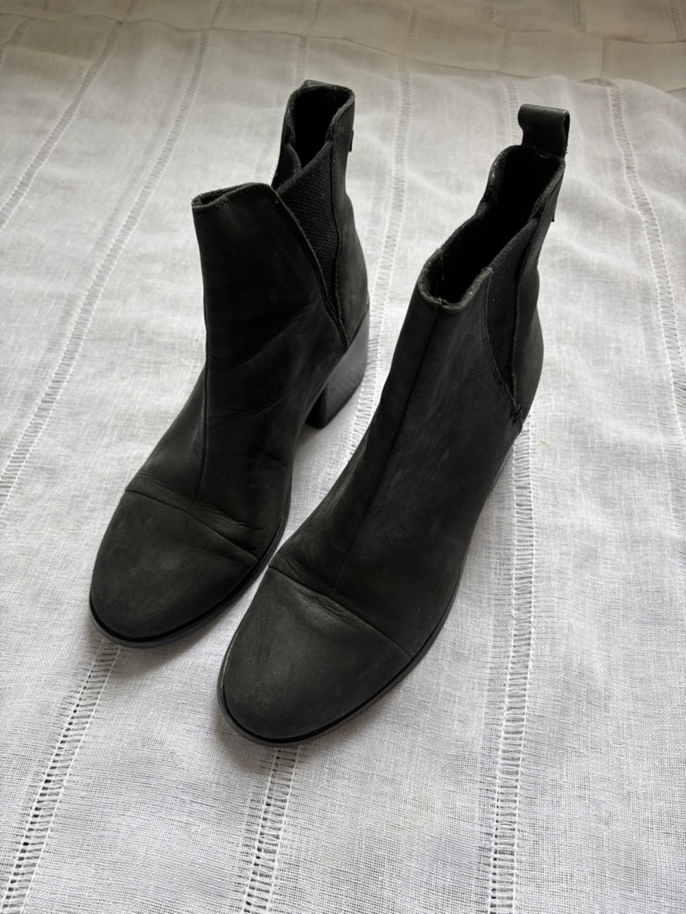 Toms Black “Esme” Leather Ankle Booties